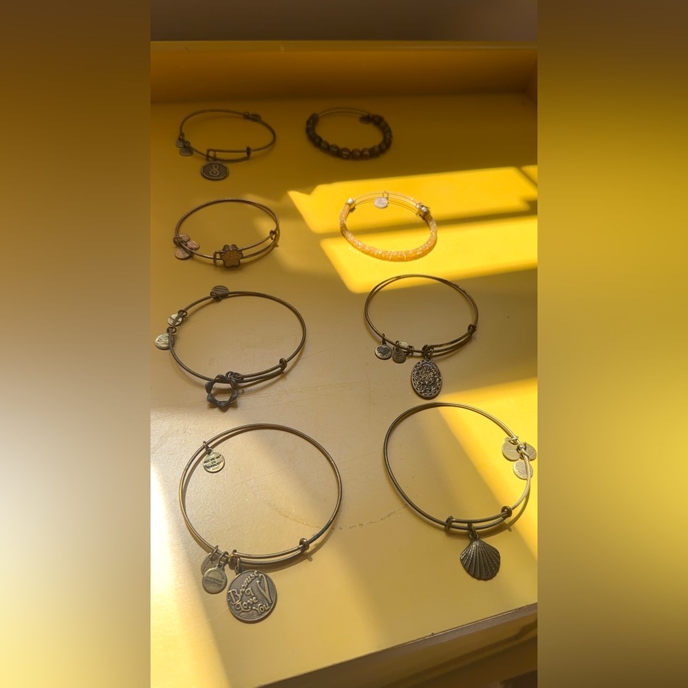 Lot of 8 Alex and Ani Gold Tone Bracelets